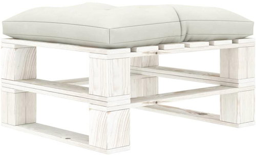 Garden Stool from Pallets with Beige Wood Cushion 3052423 - Ottoman - Main image
