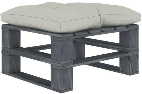 Garden Stool from Pallets with Beige Wood Cushion 3052567 - Ottoman - Main image