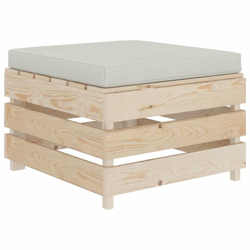 Garden Stool from Pallets with Beige Wood Cushion 3051801 - Ottoman - Main image