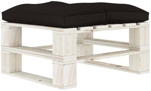 Garden Stool from Pallets with Black Cushion, Wood 3052351 - Ottoman - Main image