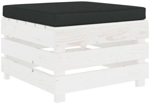 Garden Stool from Pallets with Black Cushion, Wood 3051870 - Ottoman - Main image