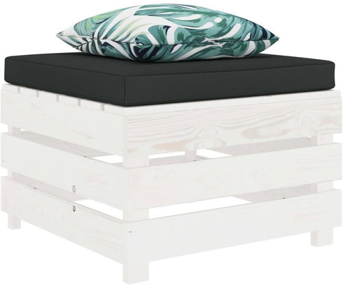 Garden Stool from Pallets with Black Cushion, Wood 3051985 - Ottoman - Main image
