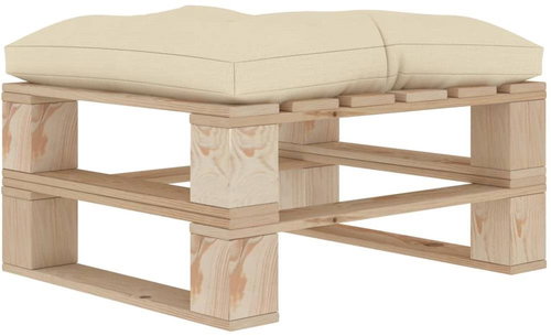 Garden Stool from Pallets with Cream Cushion Wood 3052303 - Ottoman - Main image