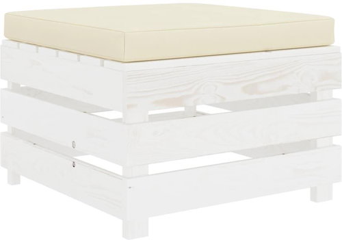 Garden Stool from Pallets with Cream Cushion Wood 3051962 - Ottoman - Main image