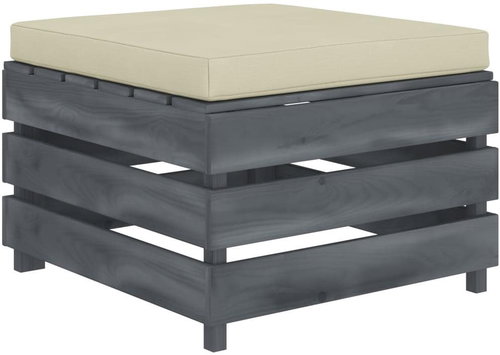 Garden Stool from Pallets with Cream Cushion Wood 3052100 - Ottoman - Main image