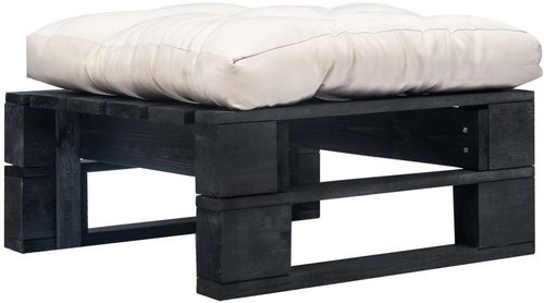 Garden Stool from Pallets with Sand Cushion Black Wood 277407 - Ottoman - Main image