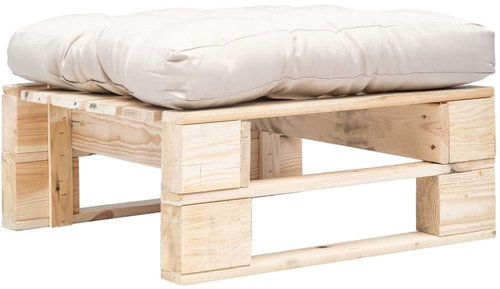 Garden Stool from Pallets with Sand Cushion Natural Wood 277473 - Ottoman - Main image