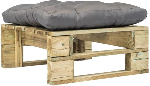 Garden Stool from Pallets with a Grey Cushion of Green Wood 275279 - Ottoman - Main image