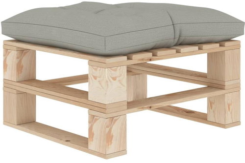 Garden Stool from Pallets with Taupe Cushion Wood 3052255 - Ottoman - Main image