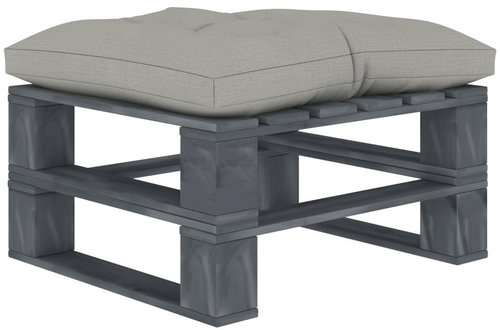 Garden Stool from Pallets with Taupe Cushion Wood 3052543 - Ottoman - Main image