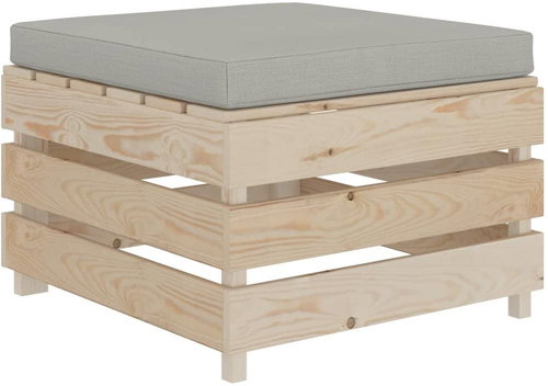 Garden Stool from Pallets with Taupe Cushion, Wood 3051778 - Ottoman - Main image