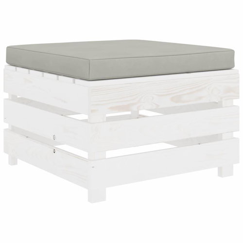 Garden Stool from Pallets with Taupe Cushion Wood 3051916 - Ottoman - Main image