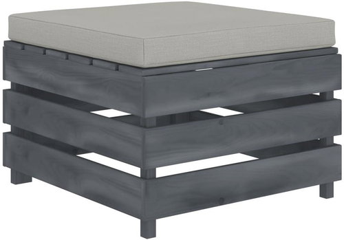 Garden Stool from Pallets with Taupe Cushion Wood 3052054 - Ottoman - Main image