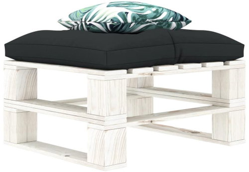 Garden Stool made of Pallets with Charcoal and Flowered Cushion, Wood 3052471 - Ottoman - Main image