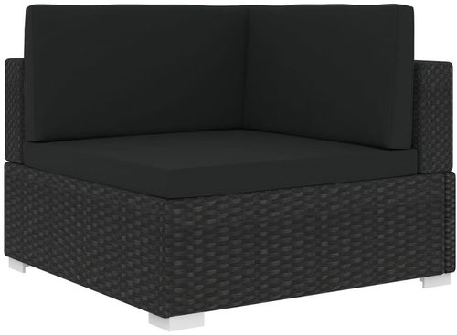 Partial corner armchair 1 pc with polyrattan black cushions 46800 - Garden Armchair - Main image