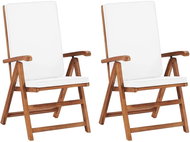 Positioning Garden Chairs with Cushions 2 pcs Solid Teak Cream - Garden Chair