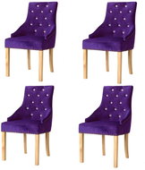 Dining Chairs 4 pcs Purple Solid Oak Wood and Velvet - Dining Chair