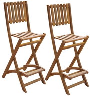 Folding Garden Bar Stools 2 pcs  Solid Acacia - Garden Chair
