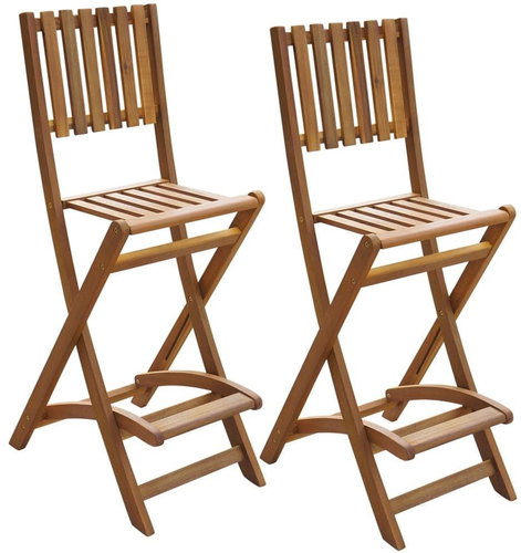 Folding Garden Bar Stools 2 pcs  Solid Acacia - Garden Chair - Main image