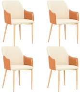 Dining chairs 4 pcs brown and cream textile - Dining Chair