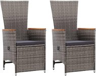 Garden Reclining Chairs 2 pcs with Cushions Grey Polyrattan - Garden Chair