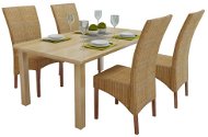 Dining chairs 4 pcs brown natural rattan - Dining Chair