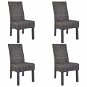 Dining chairs 4 pcs brown rattan cube and mango wood - Dining Chair