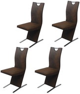 Dining chairs 4 pcs brown textile - Dining Chair