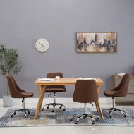 Dining chairs 4 pcs brown textile - Dining Chair