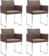 Dining Chairs 4 pcs Brown Textile - Dining Chair