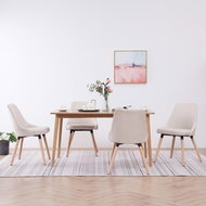 Dining chairs 4 pcs cream textile - Dining Chair