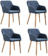 Dining chairs 4 pcs blue textile and solid oak wood - Dining Chair