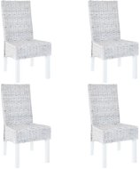 Dining chairs 4 pcs gray rattan cube and mango wood - Dining Chair