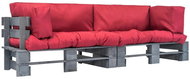 2-piece Garden Sofa made of Palettes with Red Pillows Pine 275301 - Garden Sofa