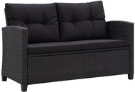 2-seater Garden Sofa with Cushions Black 124cm Polyrattan 46155 - Garden Sofa