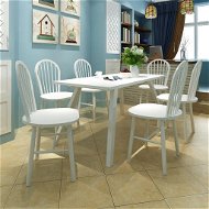 Dining chair 6 pcs white solid wood - Dining Chair