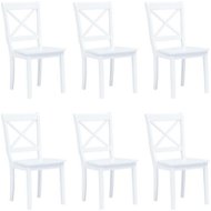 Dining chair 6 pcs white solid rubber tree - Dining Chair
