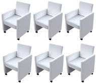 Dining chair 6 pcs white faux leather - Dining Chair