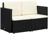 2-seater Garden Sofa with Cushions Black Polyrattan 44179 - Garden Sofa