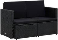 2-seater Garden Sofa with Cushions Black Polyrattan 45784 - Garden Sofa