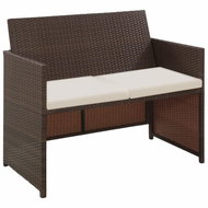 2-seater garden sofa with cushions brown polyrattan 43911 - Garden Sofa