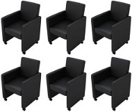 Dining Chair 6 pcs Black Faux Leather - Dining Chair