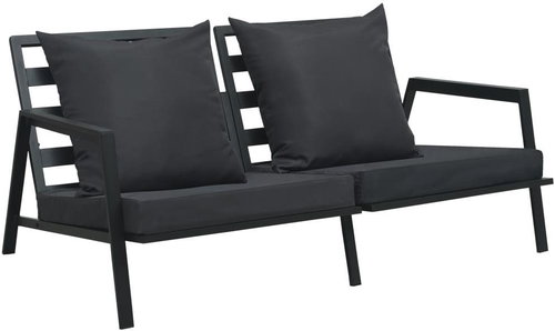2-seater Garden Sofa with Cushions Dark Grey Aluminium 47815 - Garden Bench - Main image