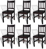 Dining chair 6 pcs brown pine wood - Dining Chair