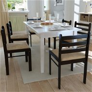 Dining chairs 6 pcs brown solid wood and velvet - Dining Chair