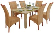 Dining chair 6 pcs brown natural rattan - Dining Chair