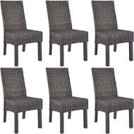 Dining chairs 6 pcs brown rattan cube and mango wood - Dining Chair