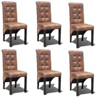 Jedálenské stoličky 6 ks hnedé, umelá koža - Jedálenská stolička