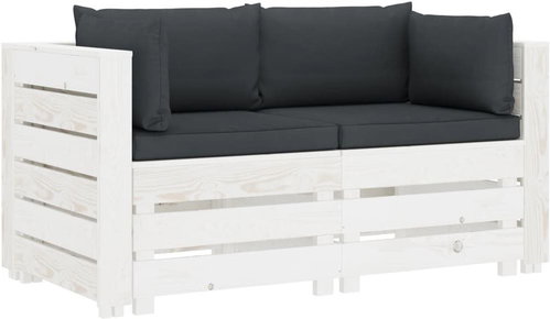 2-seater garden sofa made of pallets + anthracite cushions wood 3051895 - Garden Sofa - Main image