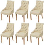 Dining Chairs 6 pcs Cream Textile - Dining Chair